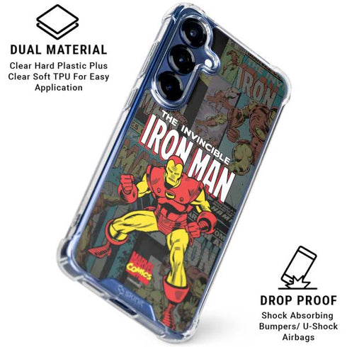 Marvel Classic Comics Iron Man Action Vintage Galaxy S25 Clear Case